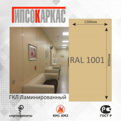 Стеновые панели гипсокаркас, однотонная расцветка RAL 1001 фото